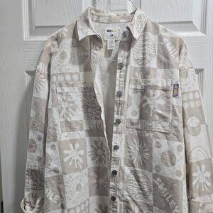 Smiley x H&M Shacket Womens XXS Smiley Faces 100% Cotton Don't Worry Be Happy